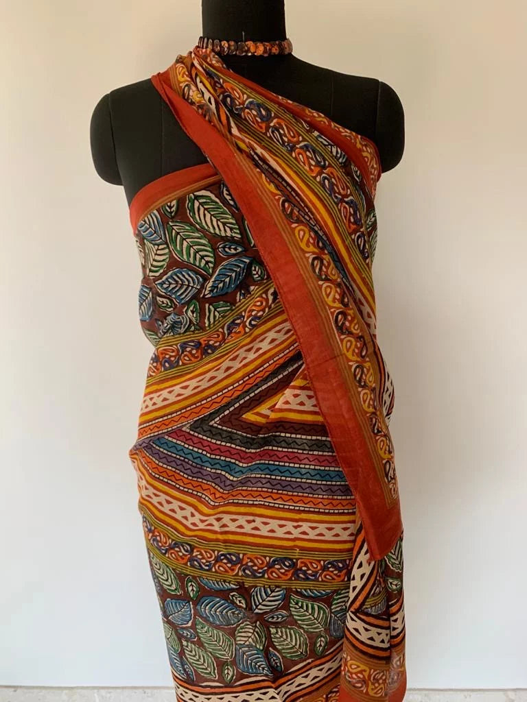 Leaf Pattern Block Print MulCotton Stole