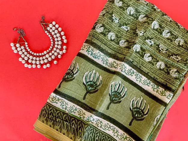 Handblock Print Floral Butti Dupatta
