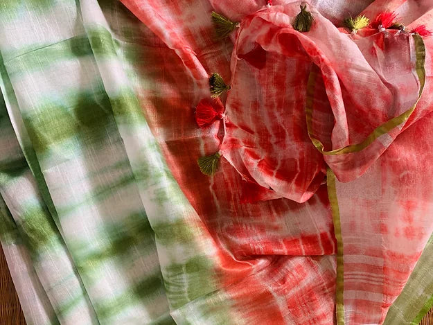 Dual Shade Shibori Linen Saree