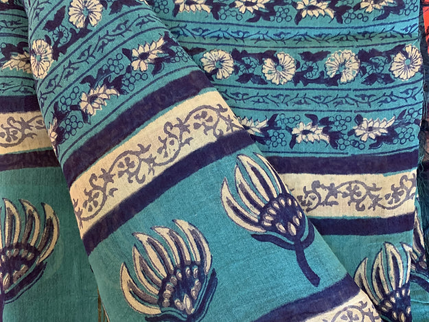 Handblock Print Floral Butti Dupatta