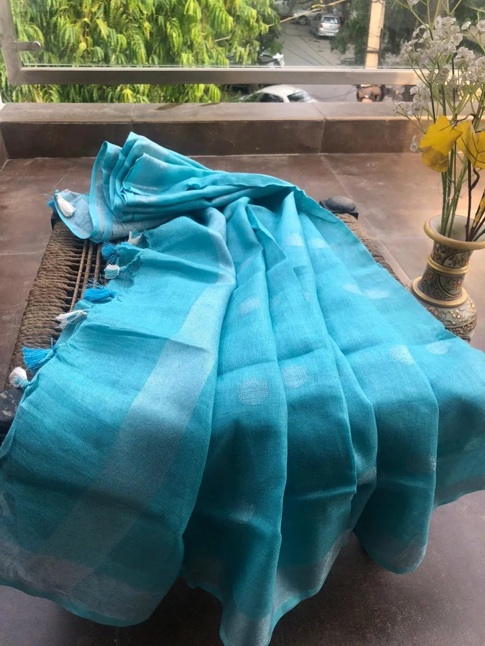 Slate Blue Linen Dupatta