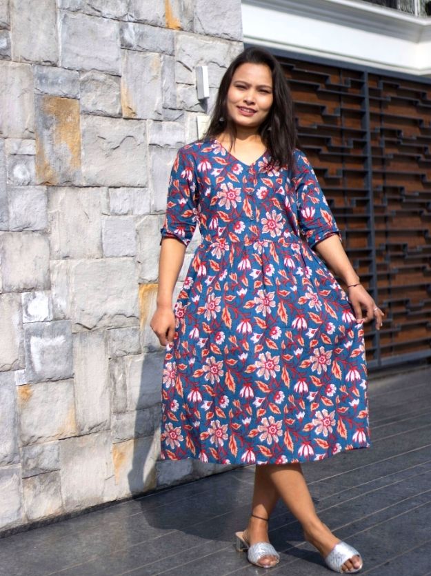 bright blue dress