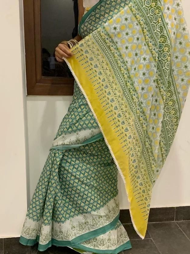 Bagh Block Printed Mul Cotton Saree