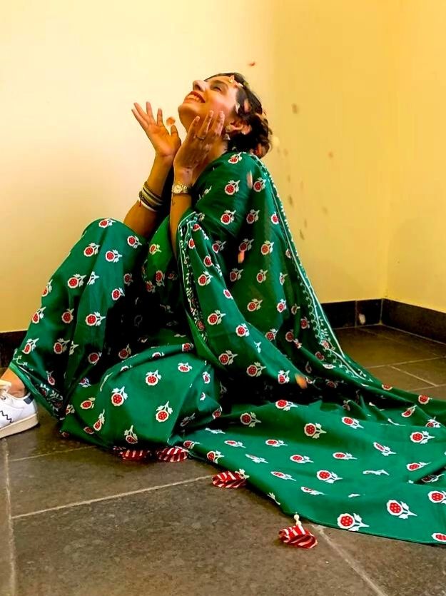 Green Floral Mul Cotton SareeGreen Floral Mul Cotton Saree