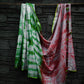 Red Green Shibori Linen Saree