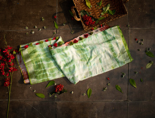 Dual Shade Shibori Linen Saree