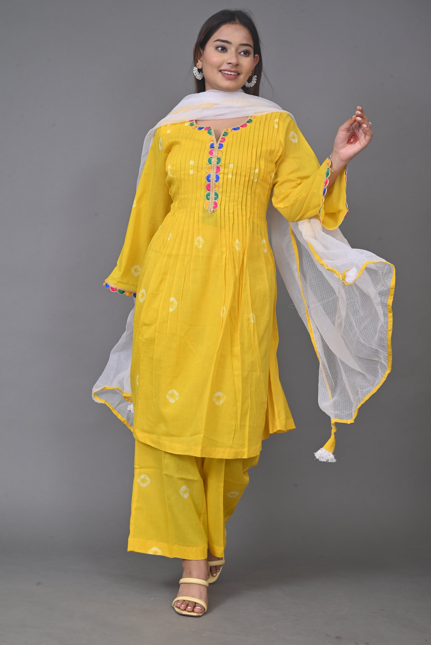 Yellow Bandhani Set (Set of 3)