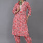 Red Floral Pathani Co-ord Set (Set of 2)