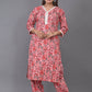 Red Floral Pathani Co-ord Set (Set of 2)