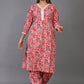 Red Floral Pathani Co-ord Set (Set of 2)