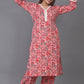Red Floral Pathani Co-ord Set (Set of 2)