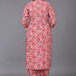 Red Floral Pathani Co-ord Set (Set of 2)