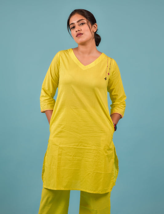Lime Yellow Co-ord Set (Set of 2)