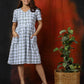 White Chequered Pleated Dress