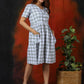 White Chequered Pleated Dress