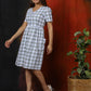 White Chequered Pleated Dress