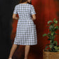 White Chequered Pleated Dress