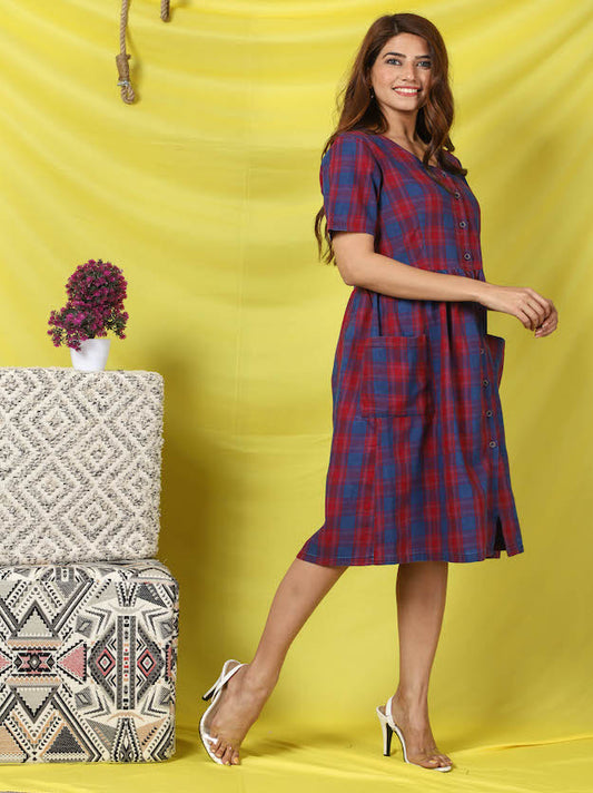 Denim Pleated Dress