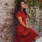 Maroon Weaving Midi Dress
