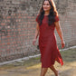 Maroon Weaving Midi Dress