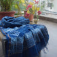 Indigo Jaal Block Print Chanderi Dupatta