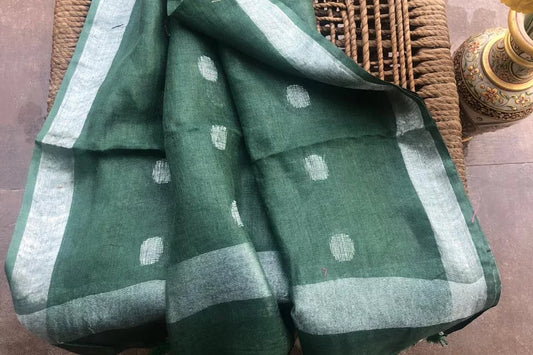 Dark Green Linen Dupatta