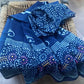 Indigo Paisley Flower Block Print MulCotton Dupatta