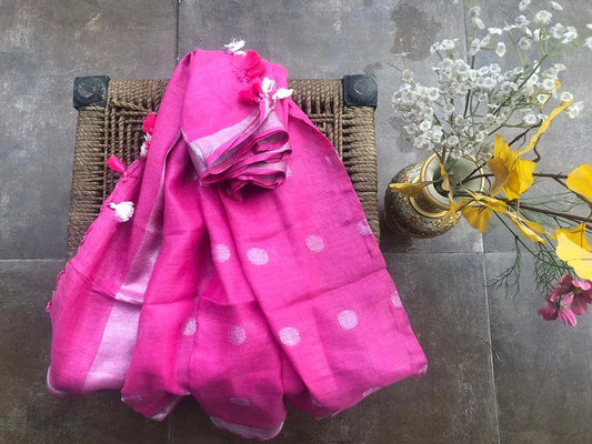 Hot Pink Linen Dupatta