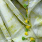 Lemon Shibori Linen Saree