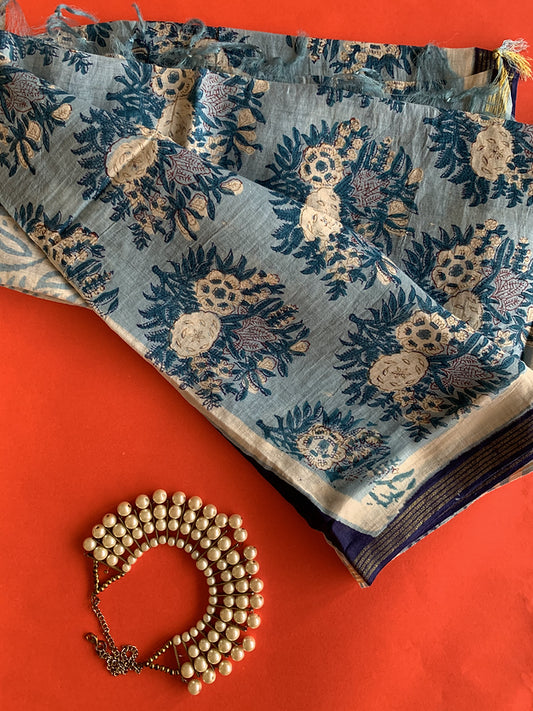 Handblock Print Floral Dupatta