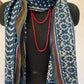 Indigo Geometric Print Cotton Stole with Zari Border