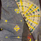 Yellow Grey Tie Dye Block Print Silk Dupatta