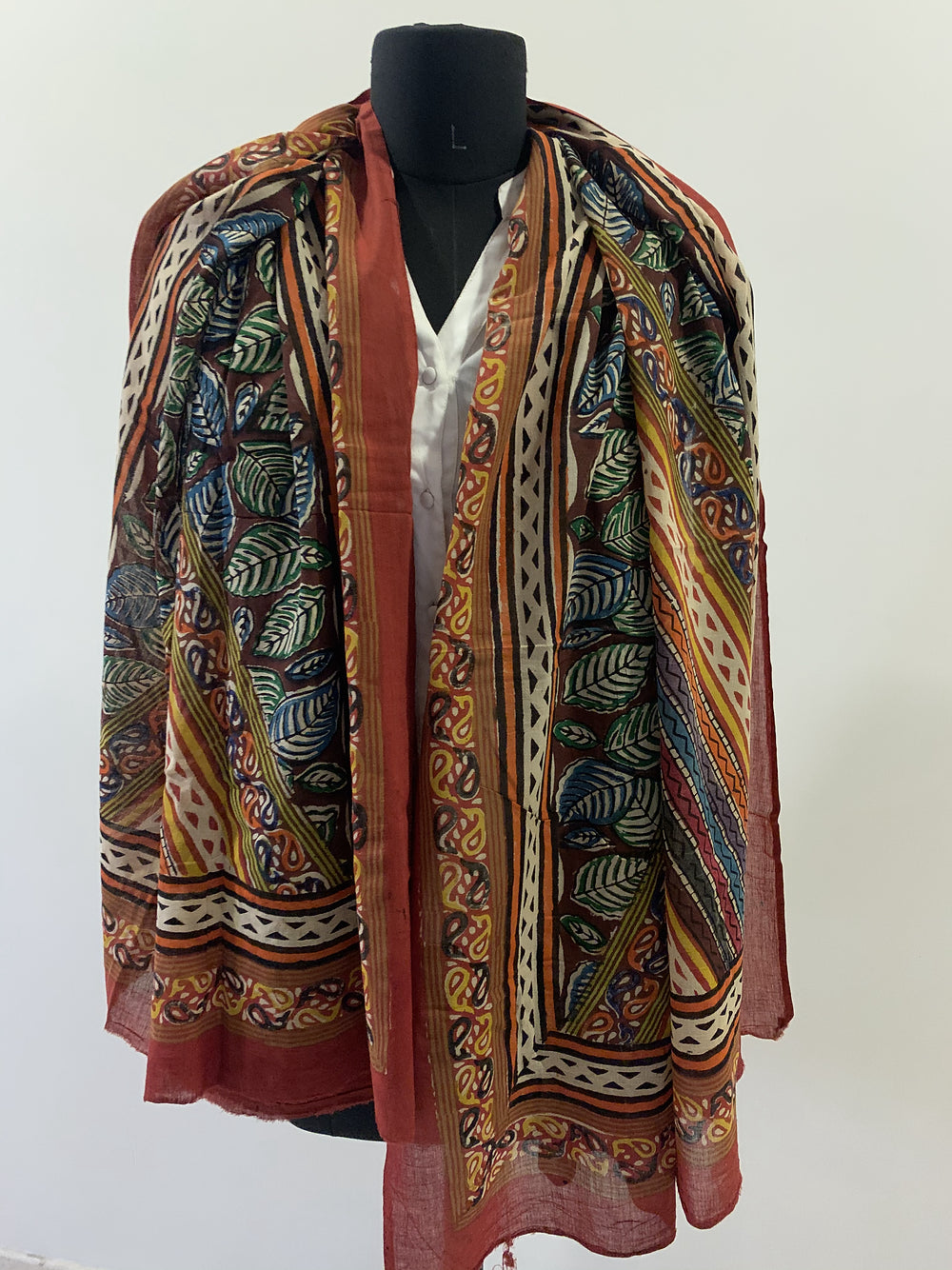 Leaf Pattern Block Print MulCotton Stole