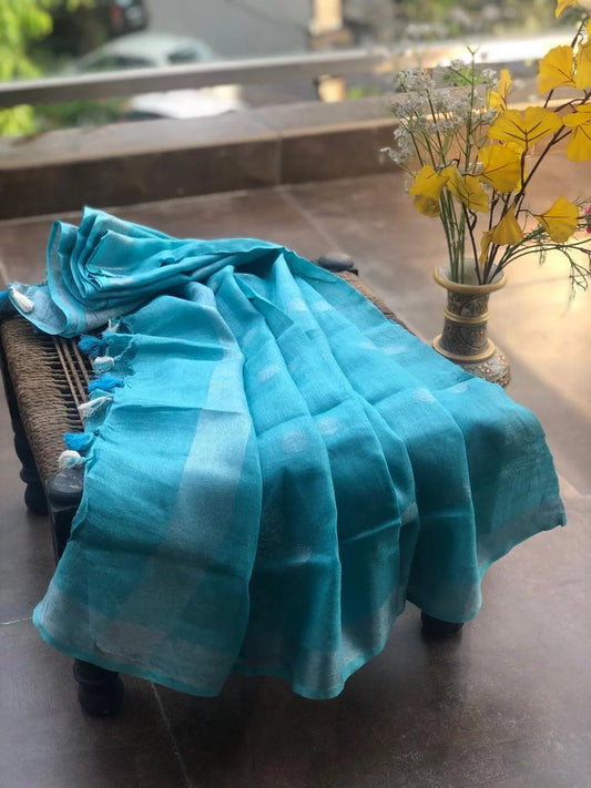 Slate Blue Linen Dupatta