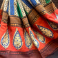 Multicolor Stripes Block Printed Silk Dupatta