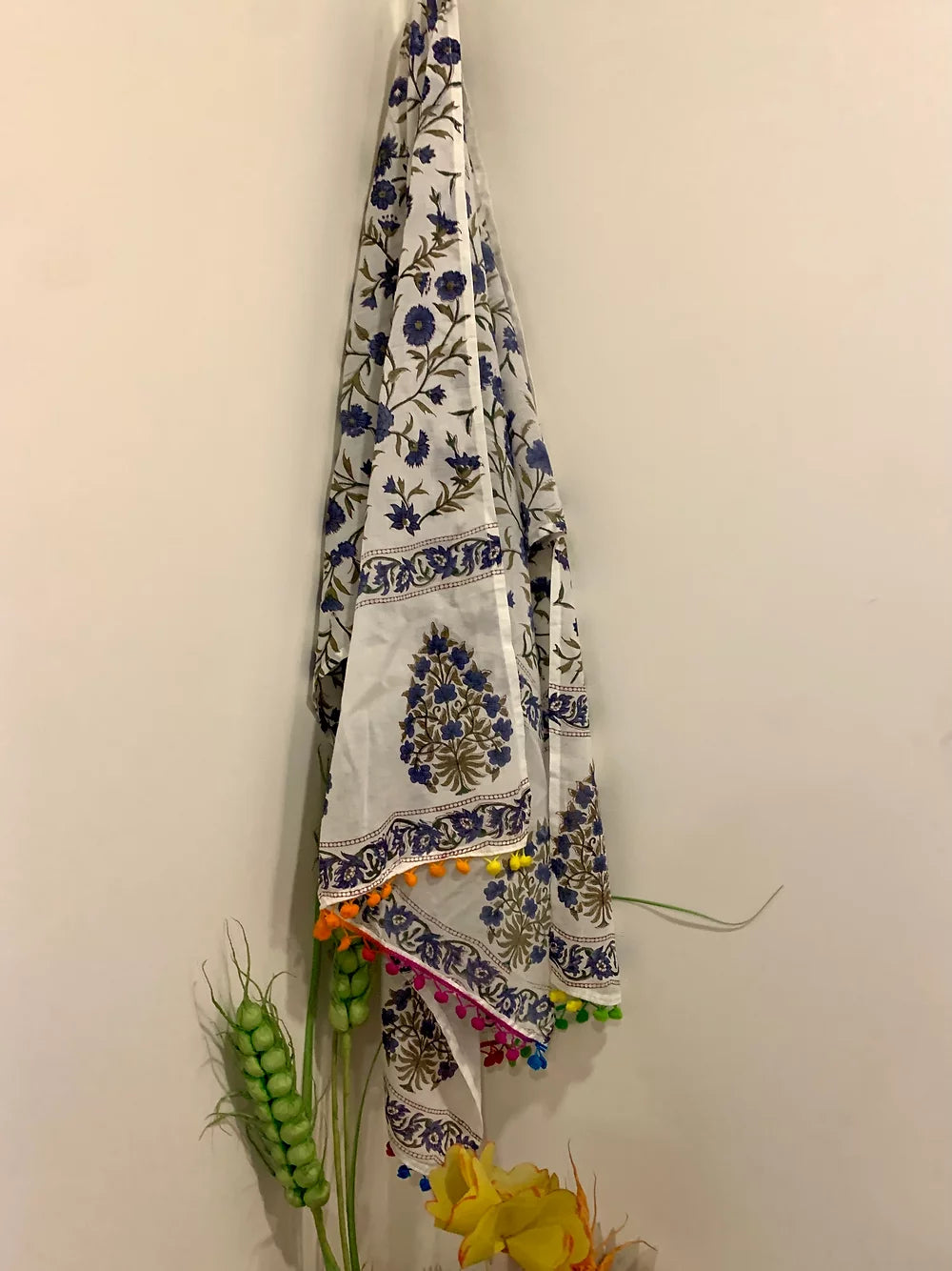 Green Blue Mul Cotton Stole