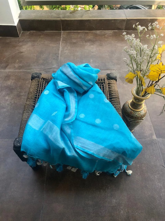 Sky Blue Linen Dupatta