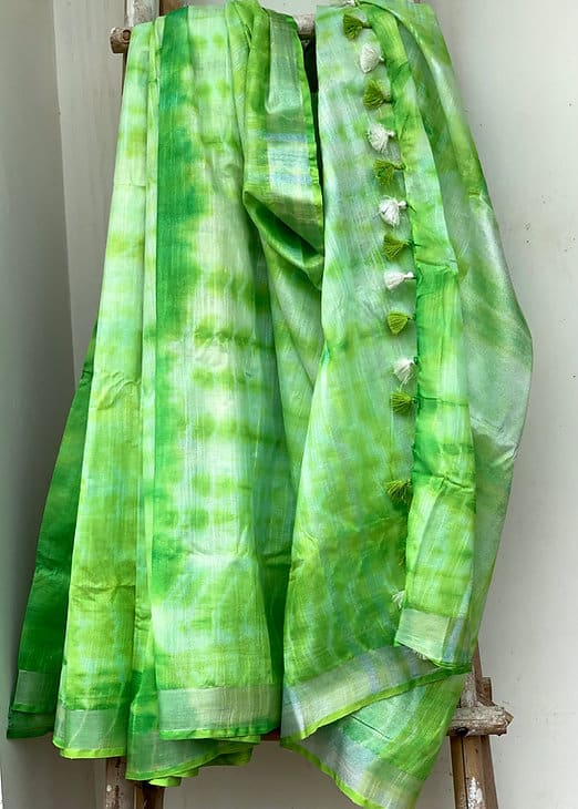 Green Shibori Linen Saree