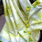 Lemon Shibori Linen Saree
