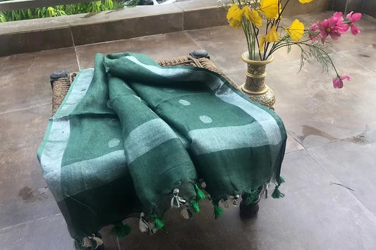 Dark Green Linen Dupatta