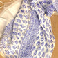 Block Printed (leaf) White and Blue Pure Chanderi Dupatta