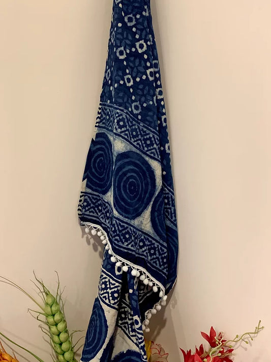Indigo Mul Cotton Stole