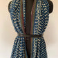 Indigo Geometric Print Cotton Stole with Zari Border