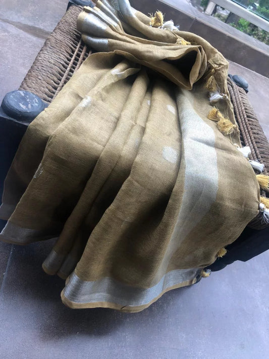 Olive Green Linen Dupatta