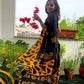 Yellow Motif Block Printed Mul Cotton Saree