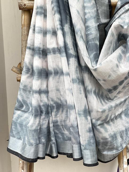 Grey Shibori Linen Saree