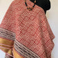 Rust Red Block Print Stole with Zari Border