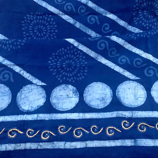 Indigo Diagonal Pattern Block Print MulCotton Dupatta