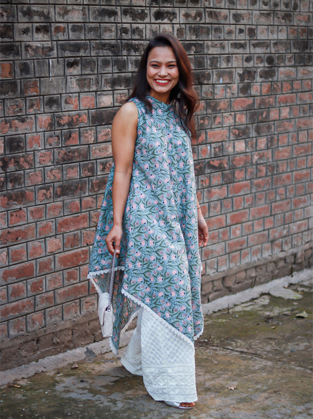 Grey Floral Kaftan