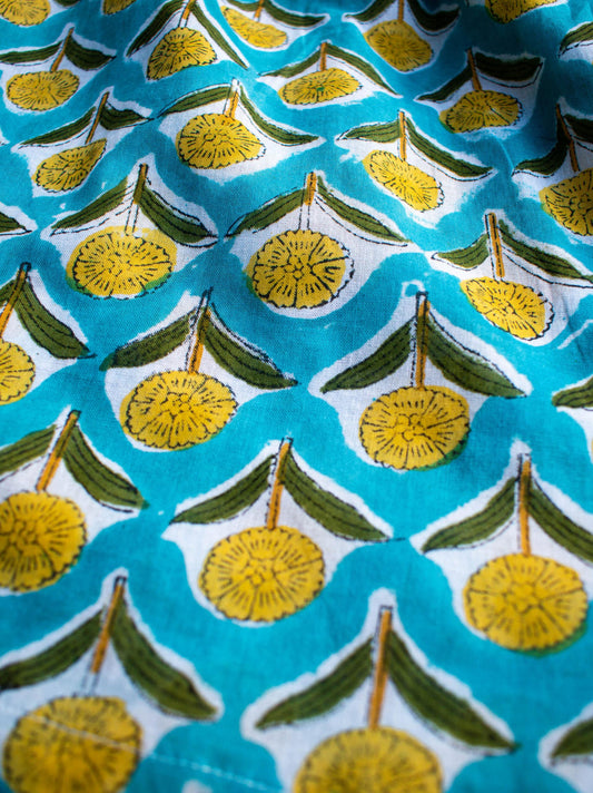 Teal BlockPrint Shorts